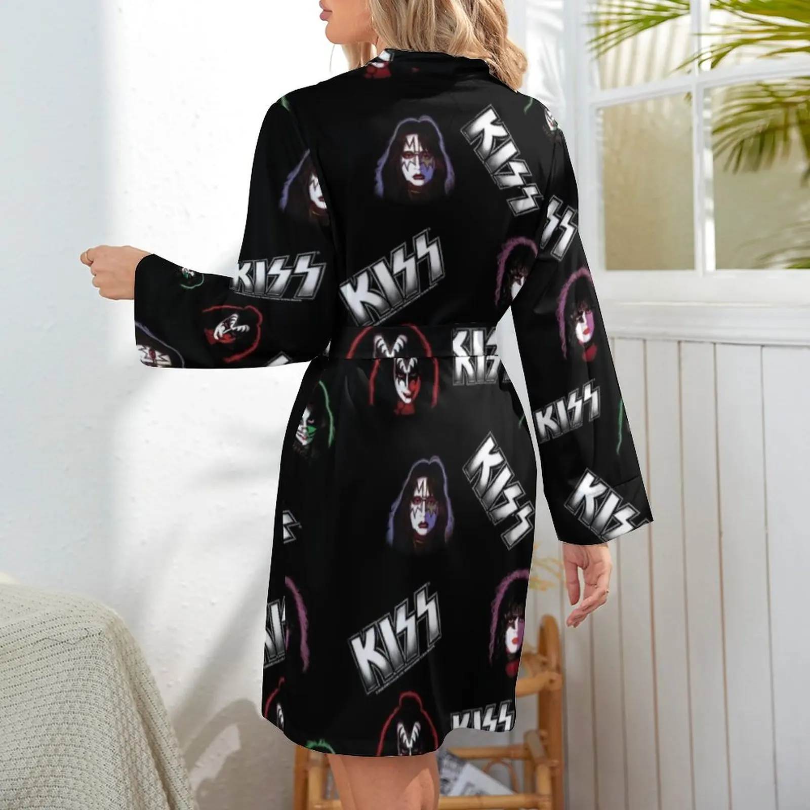 Kiss Band Pajama Robe Rock Long Sleeve Female Dress Leisure New Stretch Patterns Sleepwear