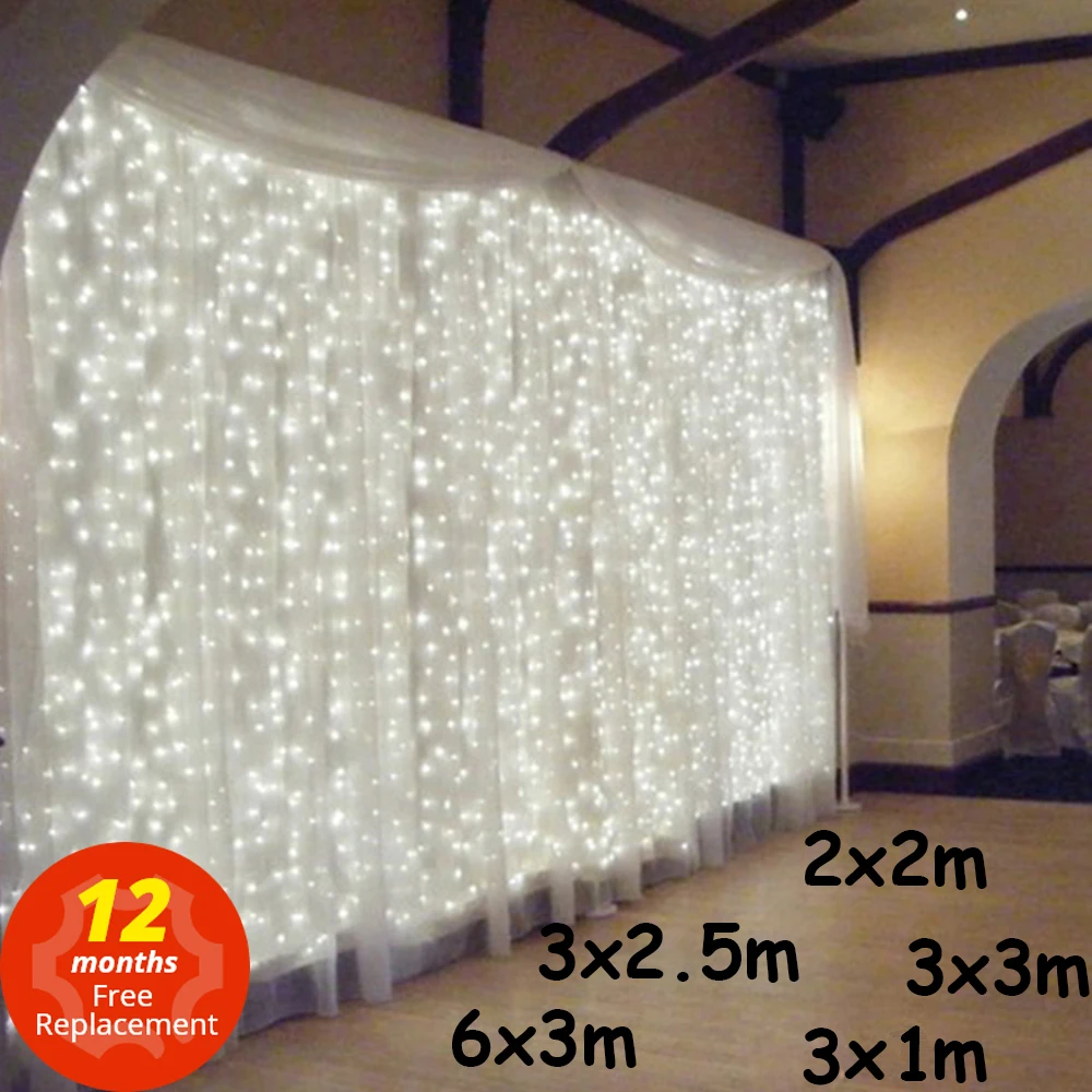 3x1/3x3/2x2m LED Icicle String Lights Christmas Fairy Lights Garland Outdoor Home For Wedding/Party/Curtain/Garden Decoration