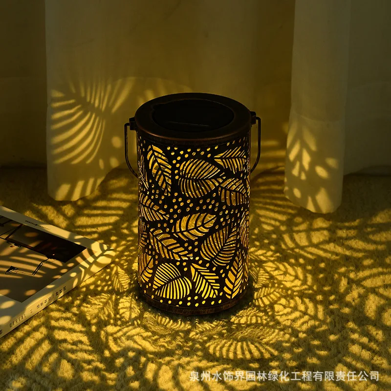 Solarlawn lantern outdoor waterproof wrought iron garden hollow hanging light household villa courtyard decoration ambient light