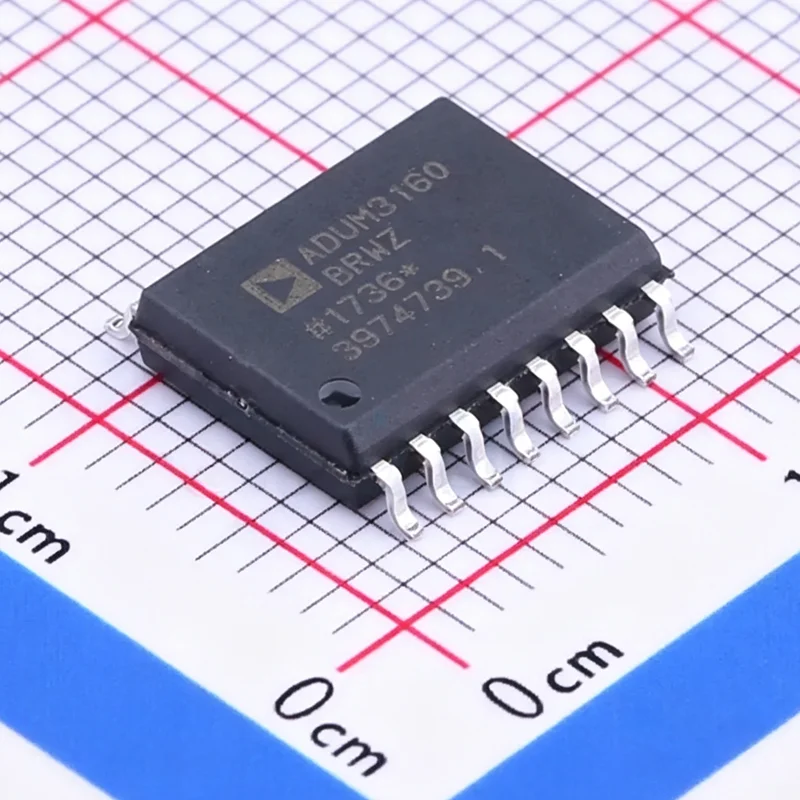 5PCS/LOT ADUM3160BRWZ-RL marking ADUM3160BRWZ 	 USB Digital Isolator 2500Vrms 1 Channel 12Mbps 25kV/µs CMTI 16-SOIC