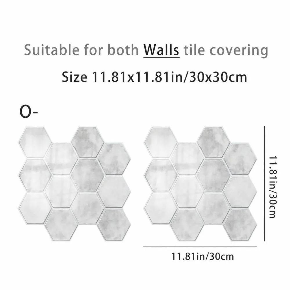 2PCS Soft Light Tone Hexagon Tile Sticker Matte Surface Anti Slip Self Adhesive Tile Cover PVC Water Proof Wall Sheet Sticker