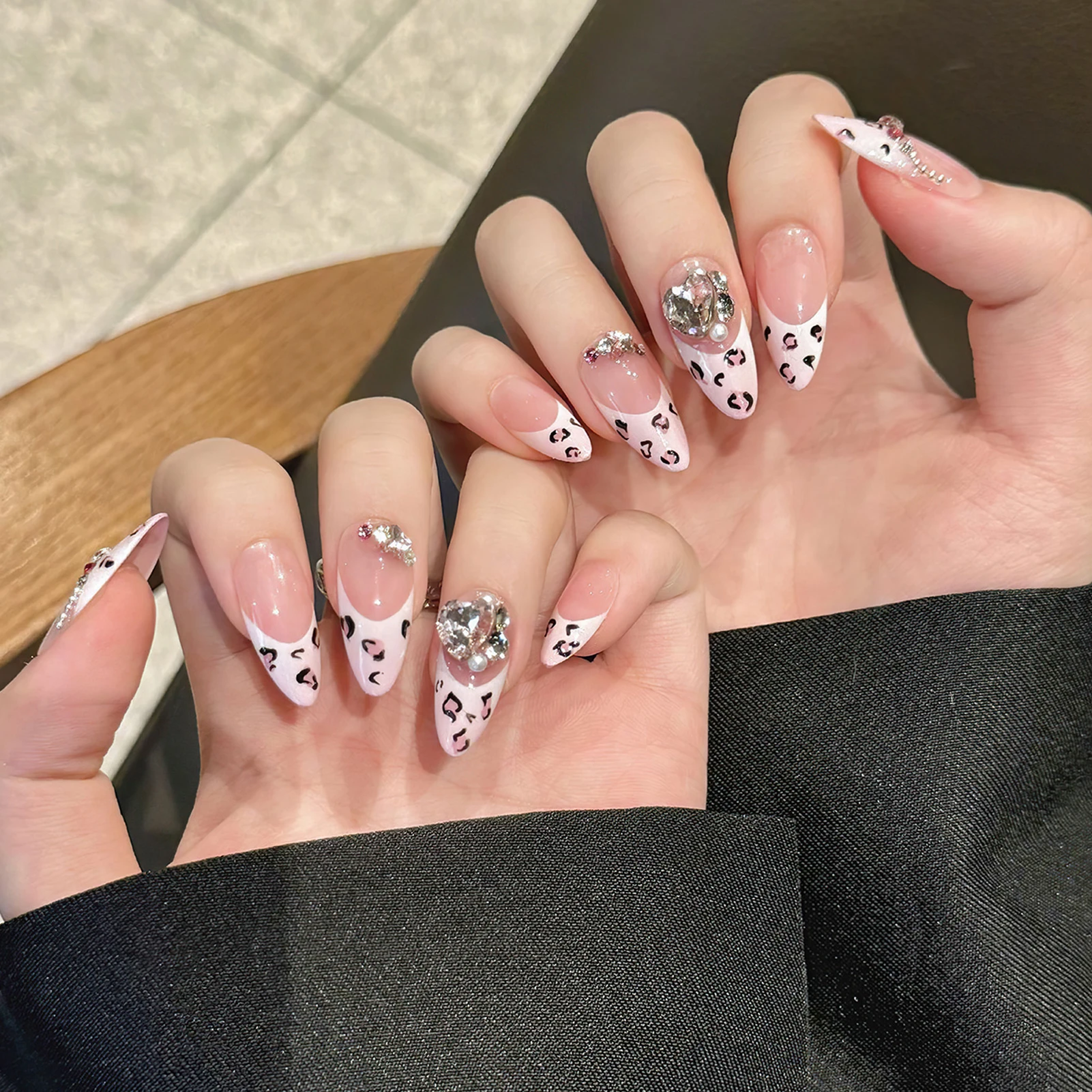 

Накладные ногти с леопардовым принтом и дизайном «кошачий глаз», инструмент для маникюра для женщин