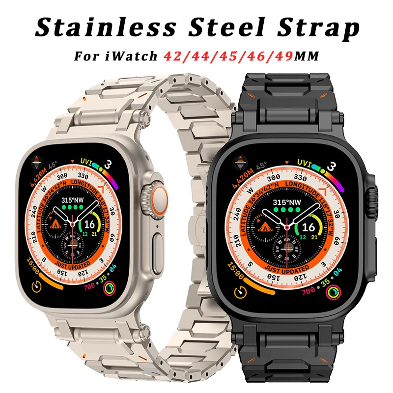 

Luxury Stainless Steel Band for Apple Watch 10 46mm Ultra 2 49mm Strap for iWatch X Series 9 8 7 45mm 6 5 4 Se 44mm 42 Bracelet