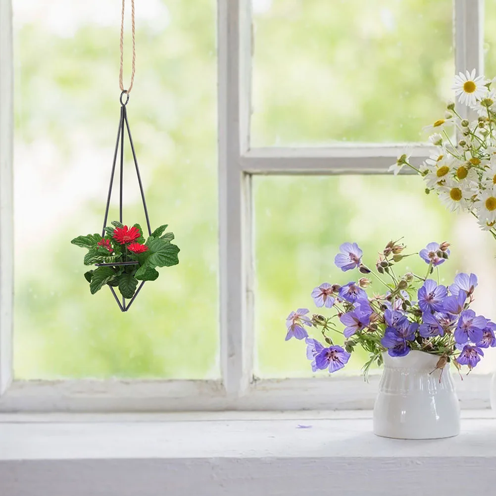 

3pcs Hanging Air Plant Holders Metal Geometric Wall Planter Decor For Indoor Plants Display Stand Lightweight Iron Hanger Basket
