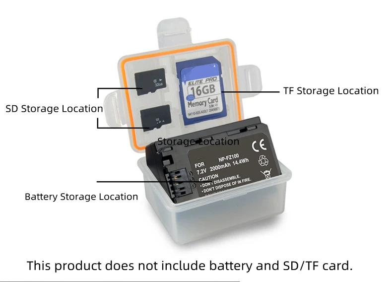 For Sony NP-FZ100 Battery Organizer A7m3 a7r3 A9 7RM3 Camera NP-FZ100 Battery Storage Case