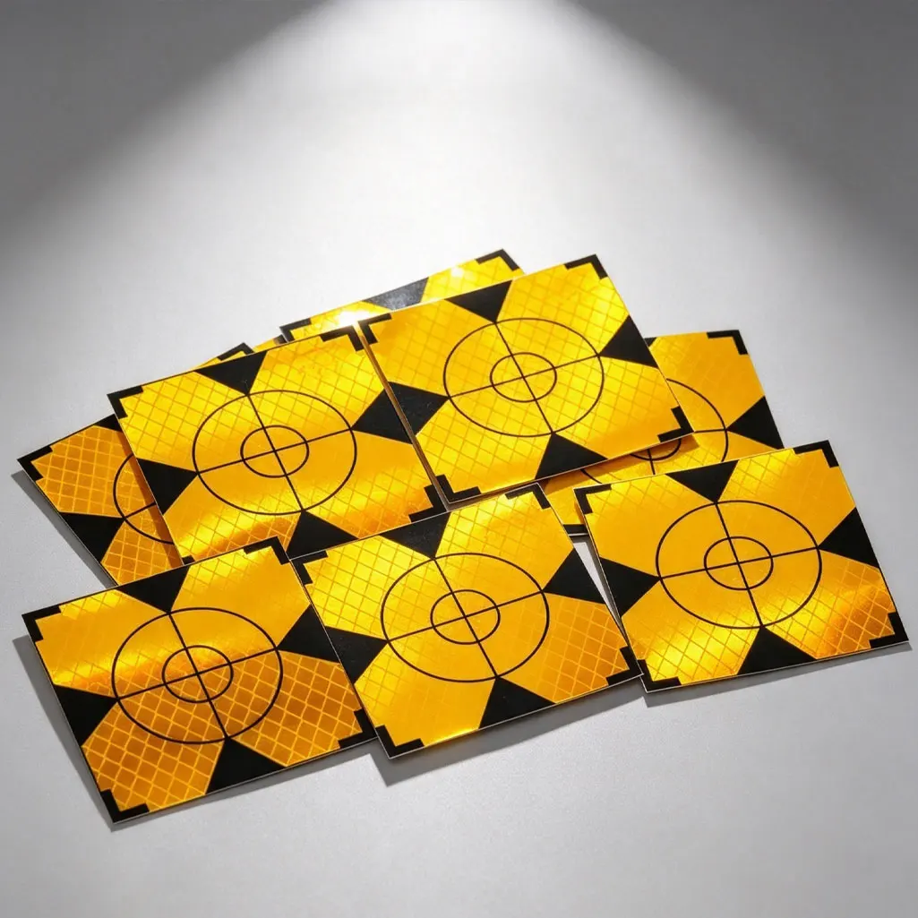 300 Pcs Yellow Sheet  Reflective  Target Total Station Reflector Customized Fluorescent Yellow Retro Reflective Triangle