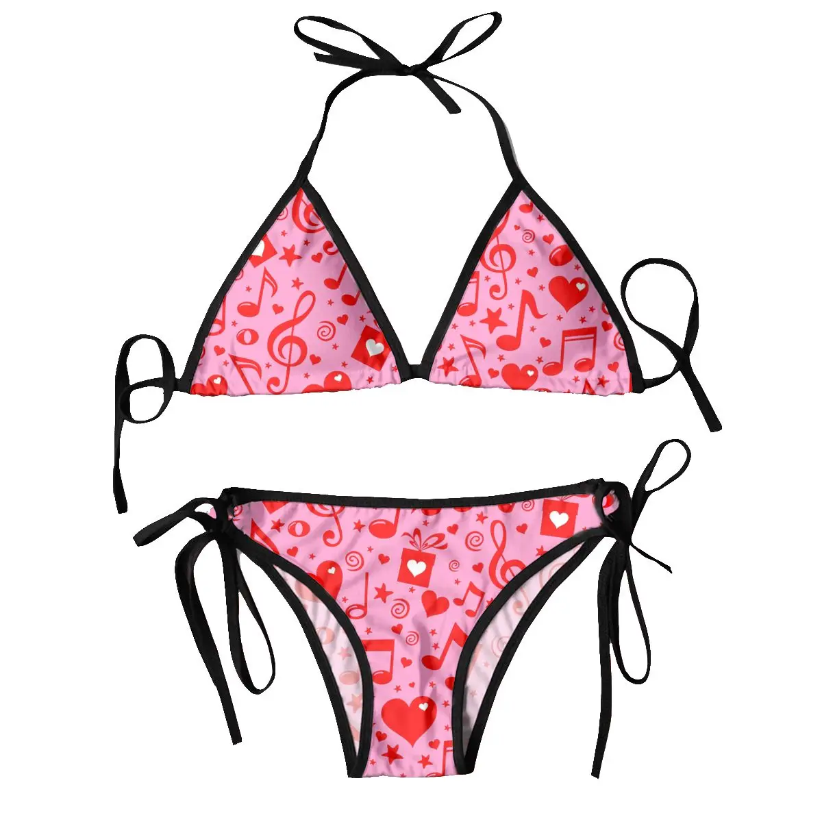 

Sexy Bikini 2023 Pink Red Musical Notes Gift Box Heart Swimsuit Women Swimwear Bikini Set Bathing Suit Beach Wear