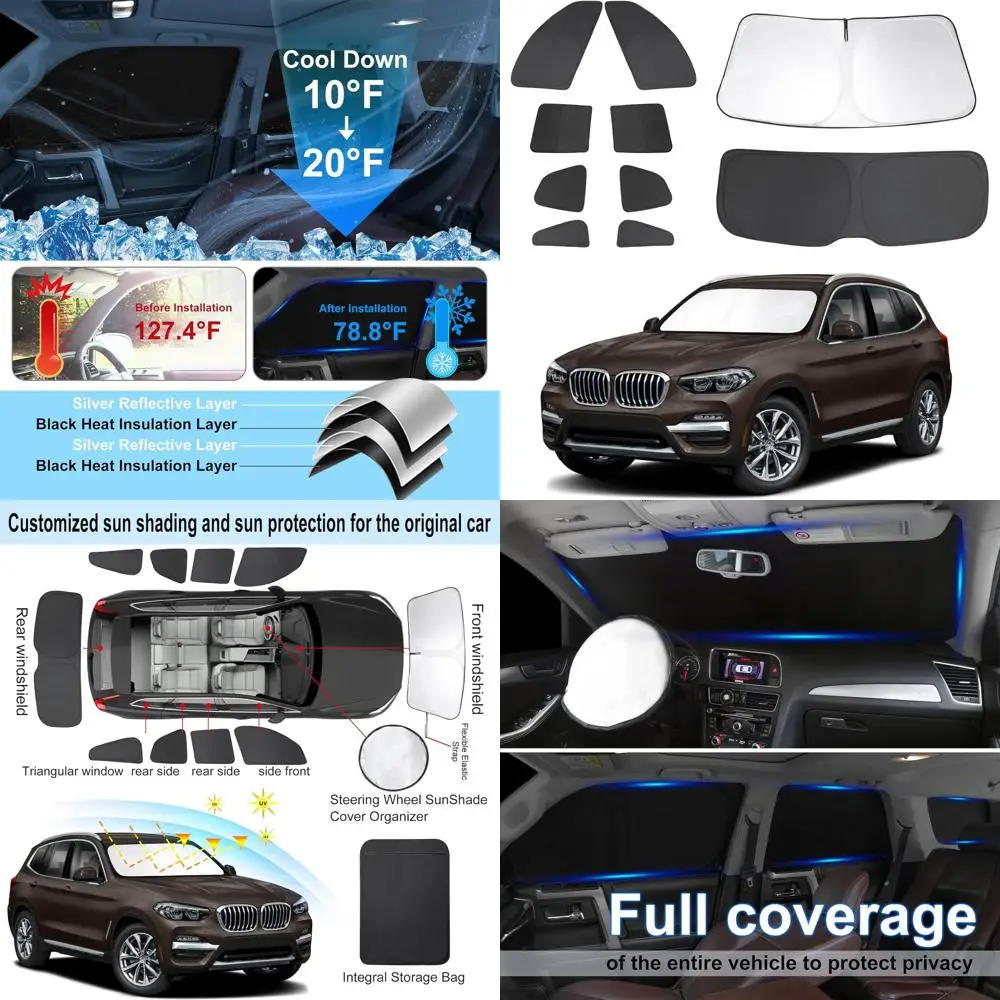 

Настраиваемый складной солнцезащитный козырек для BMW X3 2018–2024 гг., полный комплект для боковых и задних окон, улучшает конфиденциальность и сохранение интерьера.