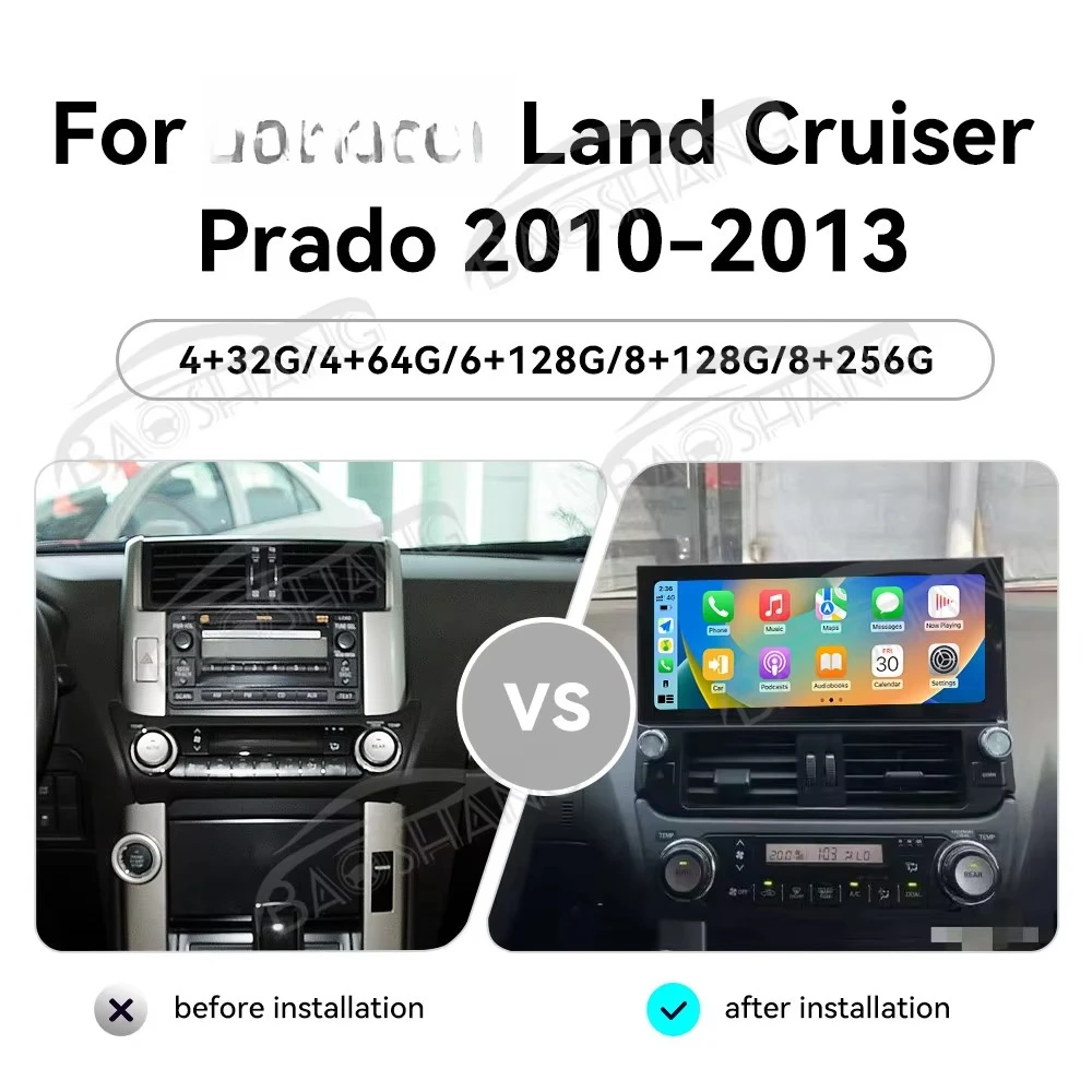 12.3 Inch Android 13 Car Radio for Land Cruiser Prado 2010-2013 GPS Navigation Multimedia Video Stereo Carplay