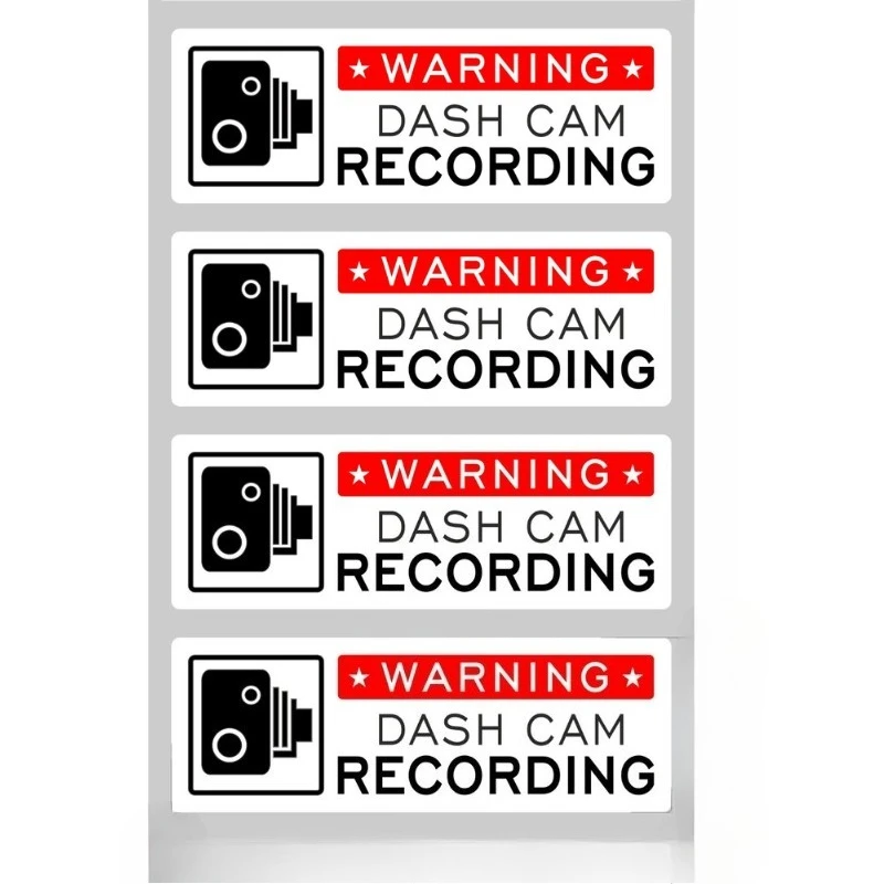 Car decoration stickers  4 Warning Stickers Sign Dash Cam CCTV Video Recording Car Window REVERSE White +  20CM PVCKK