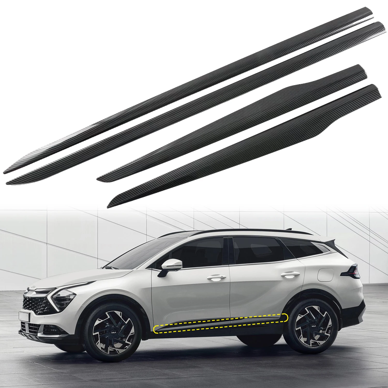 For Kia Sportage NQ5 2023 2024 ABS Carbon Fiber Printed Car Door Body Molding Trim Car-Styling Exterior Parts Accessories