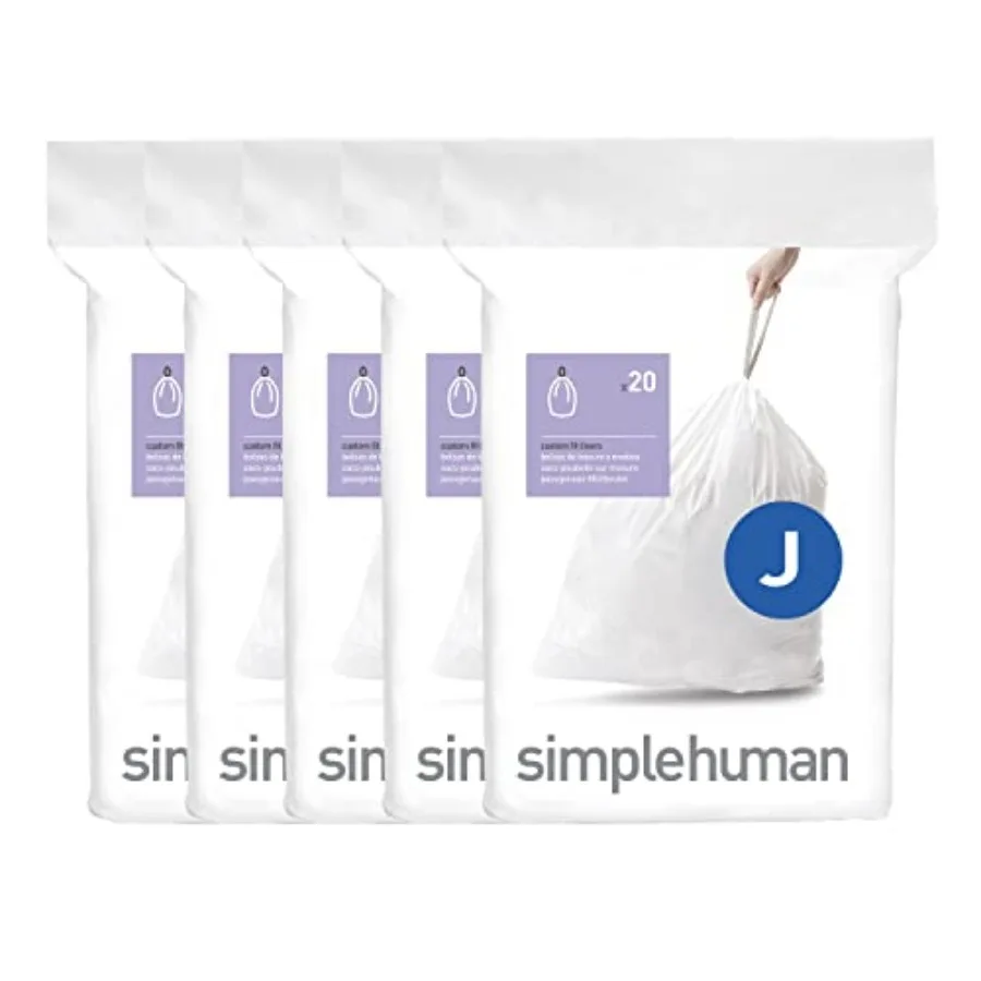 

Code J Custom Fit Liners, Drawstring Kitchen Trash Bags, One-by-One Mess-Free Dispense, Extra Thick and Double Seamed, 50% PCR