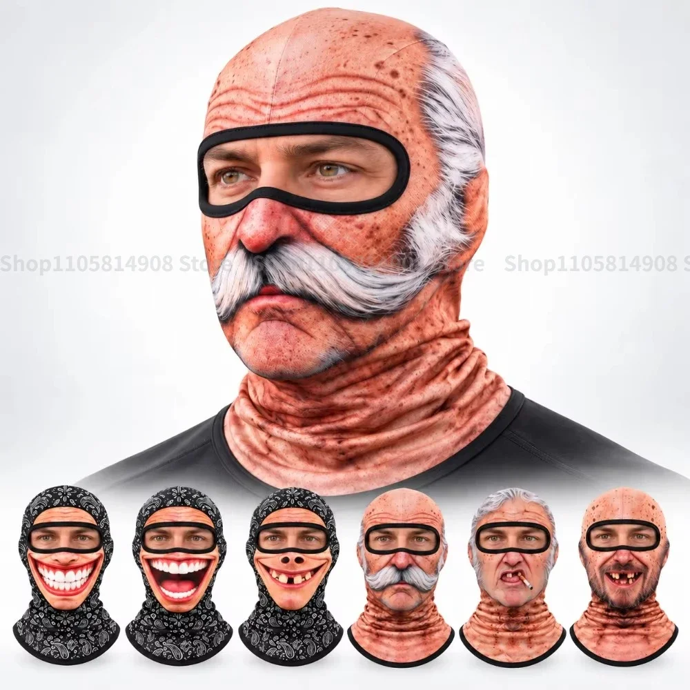 Novelty Realistic Human Face Balaclava, Thermal Full Face Cover, Funny 3D Printed Ski Mask for Outdoor Sports & Cosplay Party
