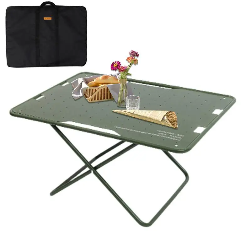 Outdoor Compact Camp Table Lightweight Folding Table Camping Side Table Grill Table Strong Load Bearing Easy Setup Compact