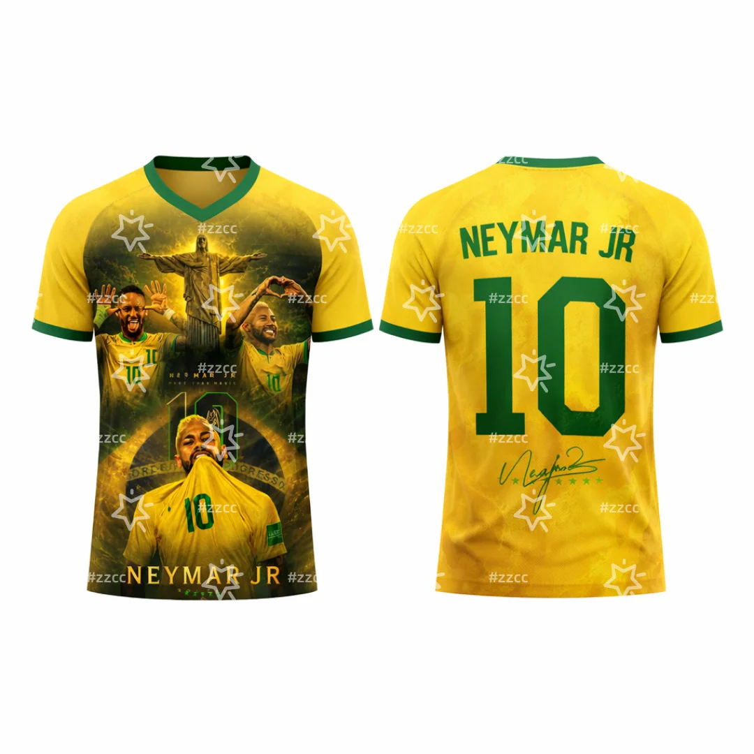 2026 Neymar No.10 Football Jersey Brazil Match & Training Kit Summer Sports Men's T-Shirt Children's Clothing Tee Y2k Woman