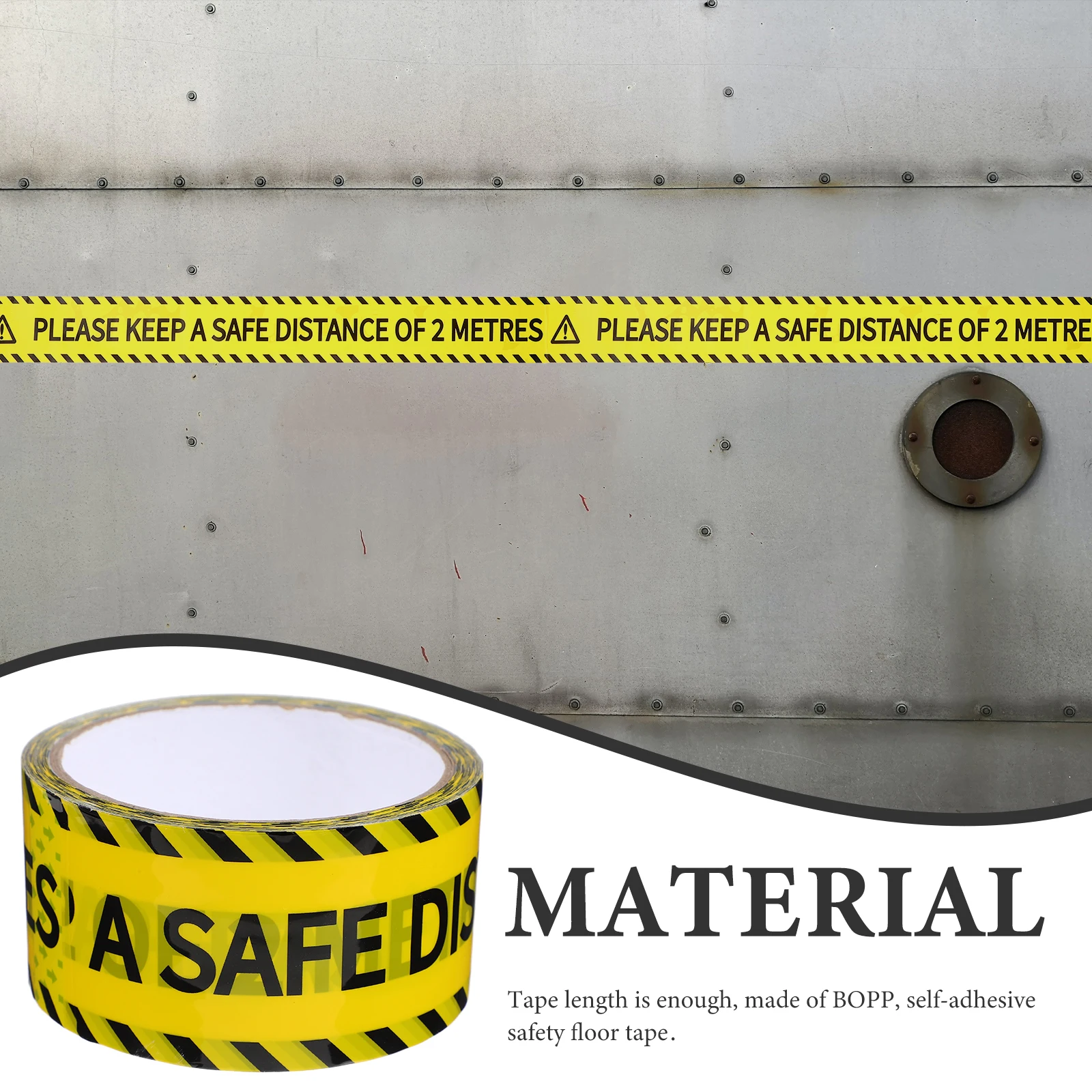 

1 Roll Multifunctional Adhesive Warning Tape Weather Resistant Safety Floor Decals for Construction Areas Festival Party Sticker