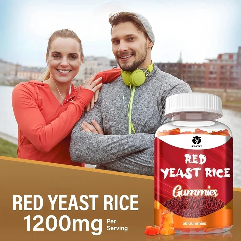 Red yeast rice with Coenzyme Q10 gummies -1200 milligrams, containing Coenzyme Q10, non GMO, supports vitality, endurance