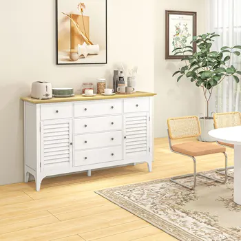 White Rubber Wood Buffet Cabinet 2