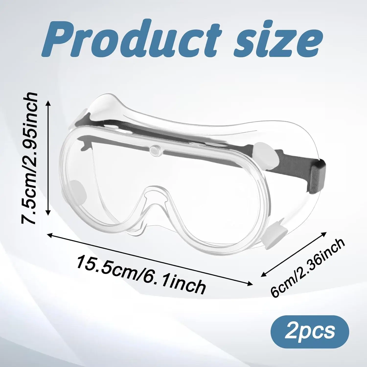 Safety Goggles Wide-Vision Adjustable Eye Protection Clear Lens Anti Fog Goggles Soft Lightweight Eyewear Safety Glasses