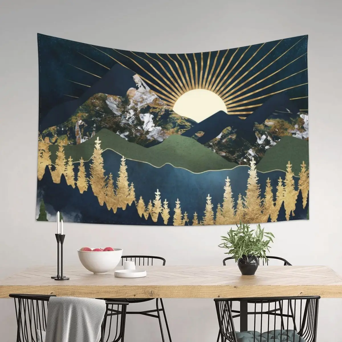 

Midnight Mountains Tapestry Decoration Aesthetic Bedroom Decoration Wall Deco Art Mural Tapestry