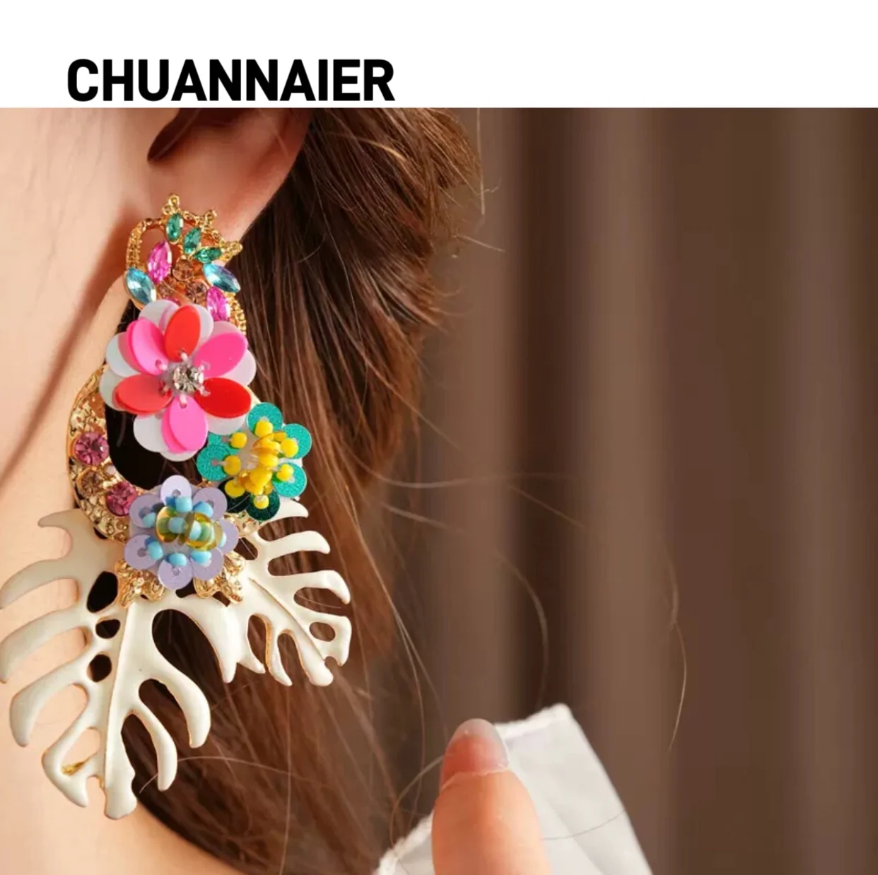 

Hot-selling flower fringe earrings, fashionable, versatile, ear studs, retro, ethnic, high-end, exaggerated earrings for women