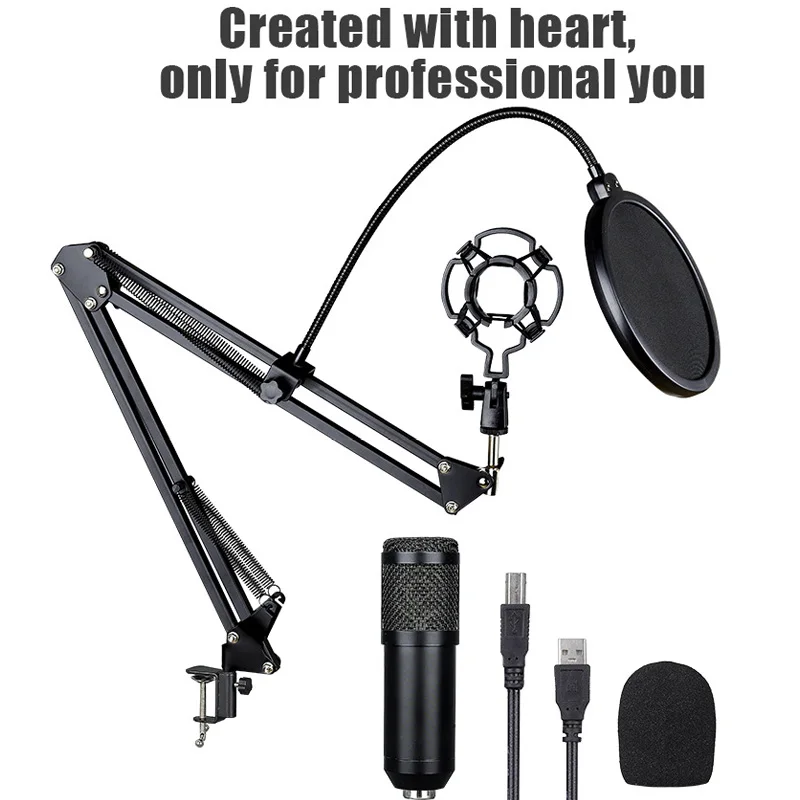 BM800 USB Capacitor Microphone Suspension Set for Live Streaming,phone,computer,network Anchor, Karaoke Recording Microphone