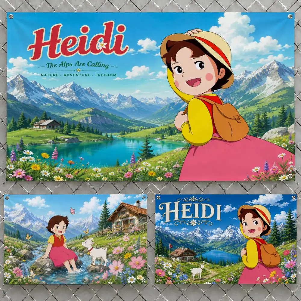 Anime Heidi Girl of the Alps Peter Clara Flags Wall Hanging Flag Banners For Birthday Parties Outdoor Bedroom Dorm Room Decor