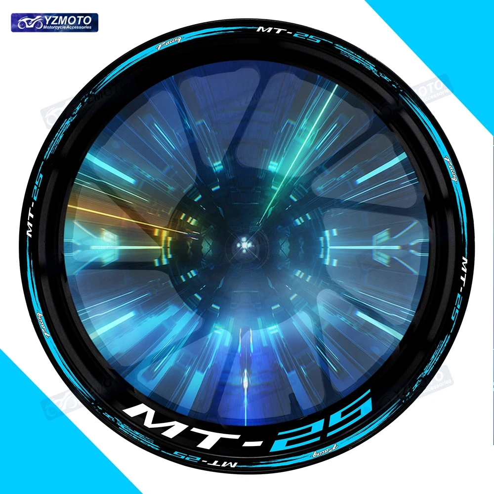 

Для MT-25 MT25 мотоцикла 17-дюймовая наклейка на переднее и заднее колесо гоночная наклейка светоотражающая водонепроницаемая декоративная наклейка на обод втулки в полоску