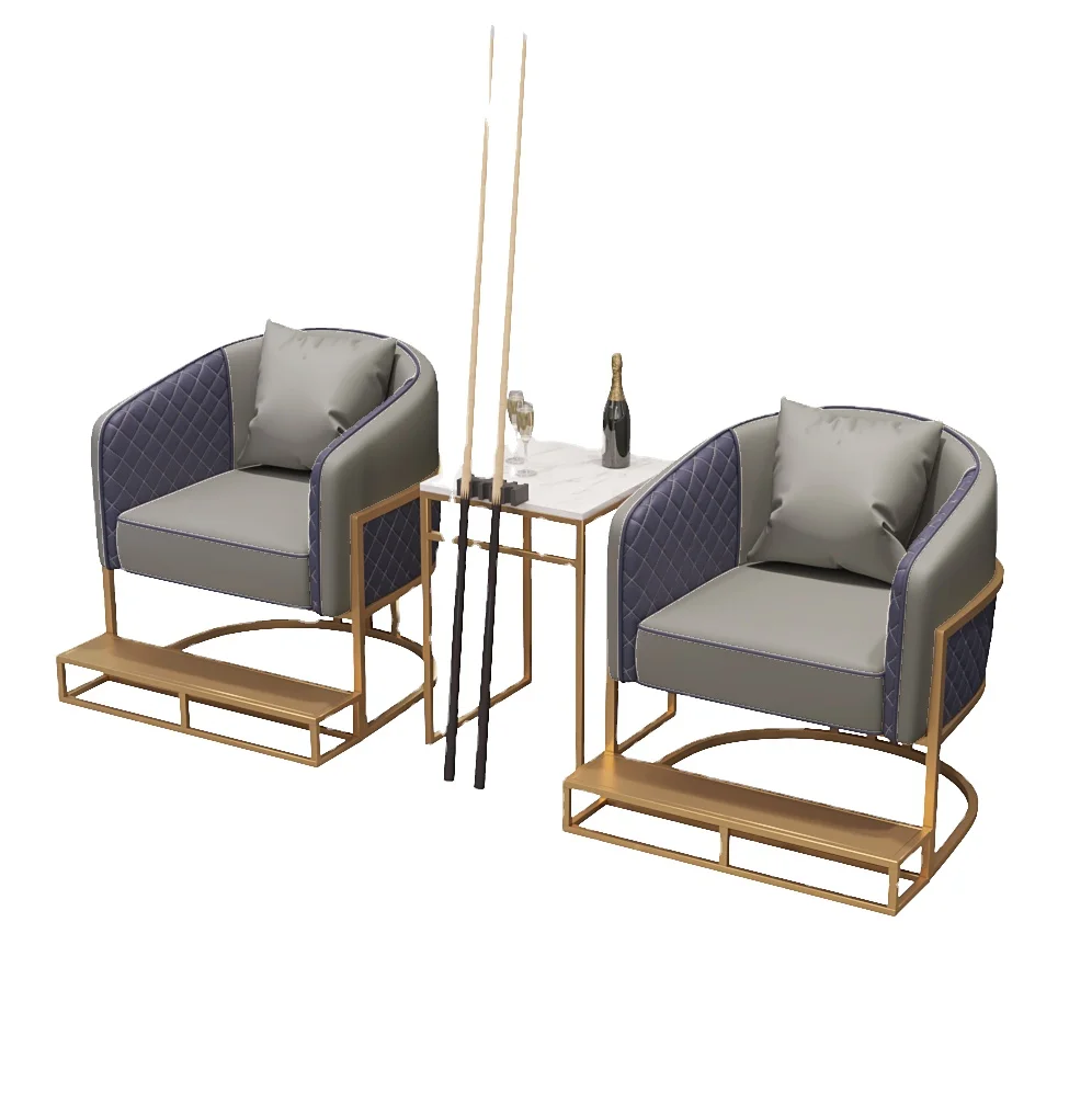 V*-Billiards Room Watching Chair Card Holder Modern Design Iron Frame Synthetic Leather Seat Competition Sofa Chair