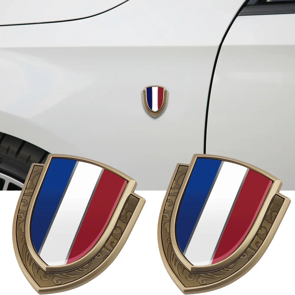 France Flag Shield Emblem Sticker for Peugeot Citroen Renault DS Koleos Logan Fluence Duster Megane C4 Fender Logo Car Styling