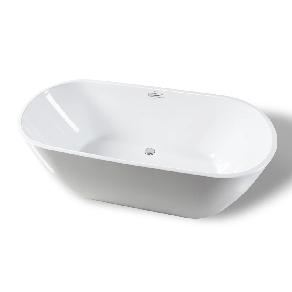 Classic 45 inch cUPC Acrylic Deep Soaking Oval Freestanding Alone Solid Surface Center Drain Glossy White/Matt Adult Bath Tub