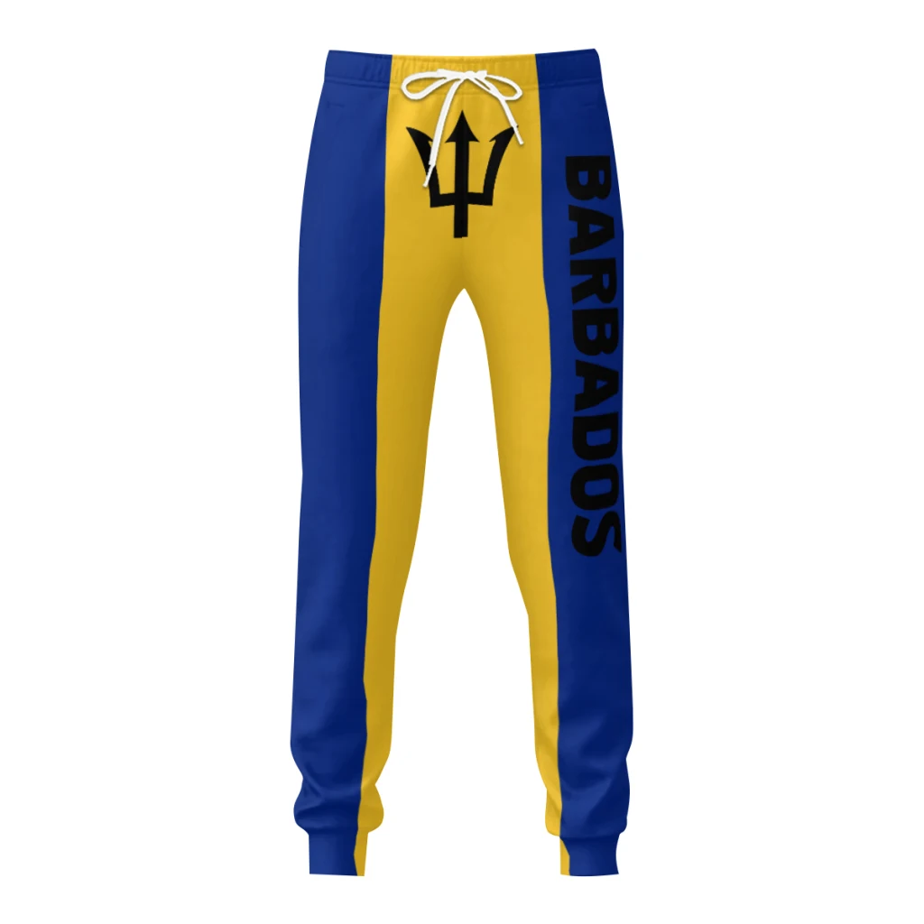 Emblem of Barbados Flag Mens Sweatpants with Pockets Joggers for Men Sports Casual Sweat Pants With Drawstring