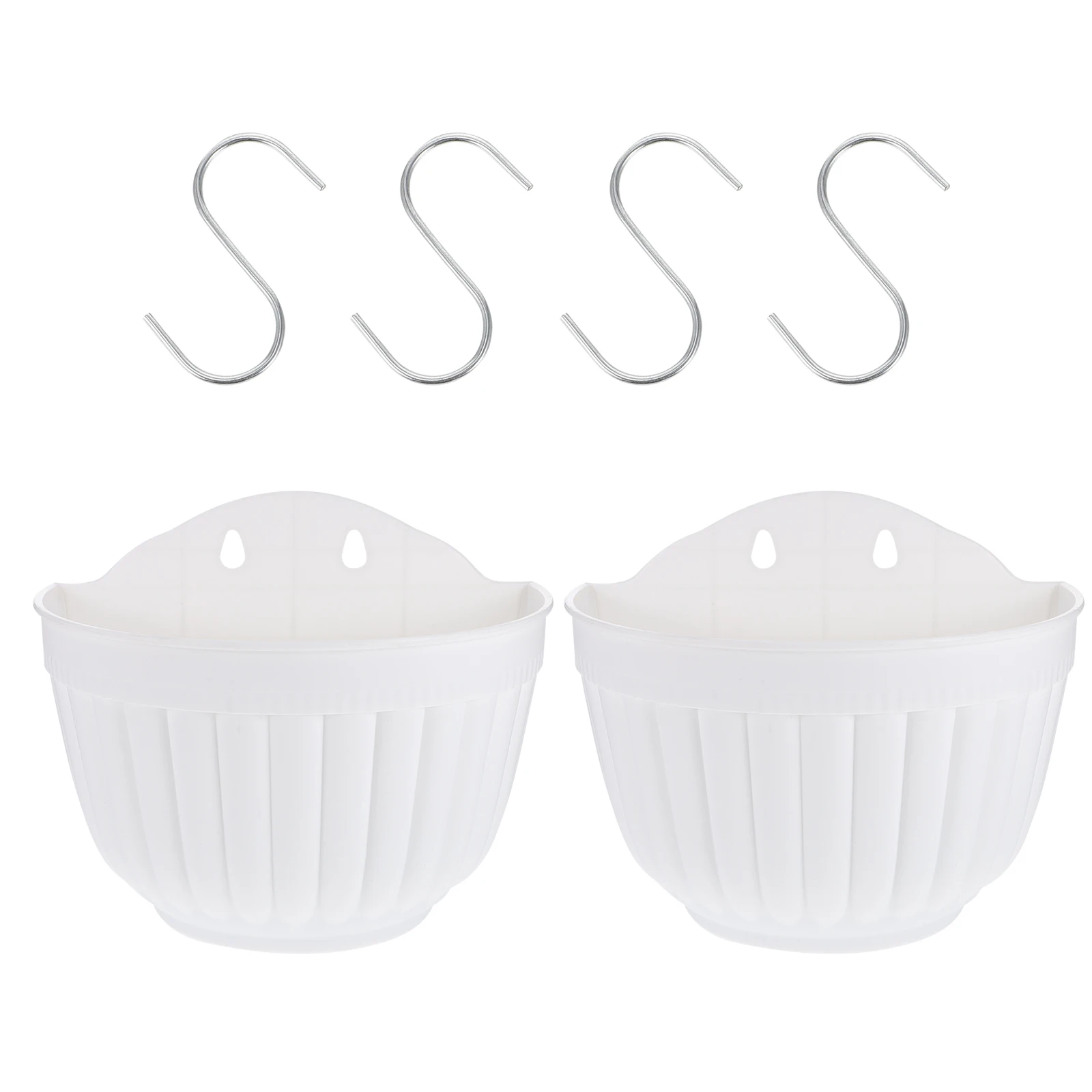 

2 Pcs Jardiniere Wall Hanging Flower Pot Hook Hanger Half Circle Planter White Plastic