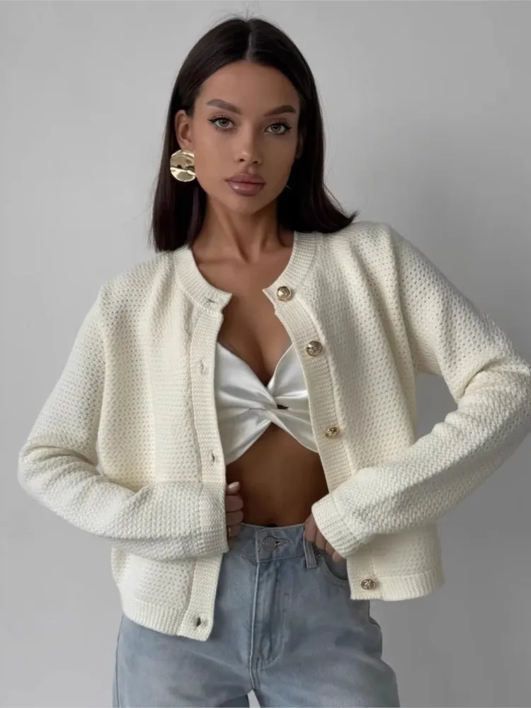

2025 Elegant Cardigans Sweet Pull Femme Sweater Casual Winter Clothes Woman Fall Clothing Commuting Homewear Knitted Solid Color