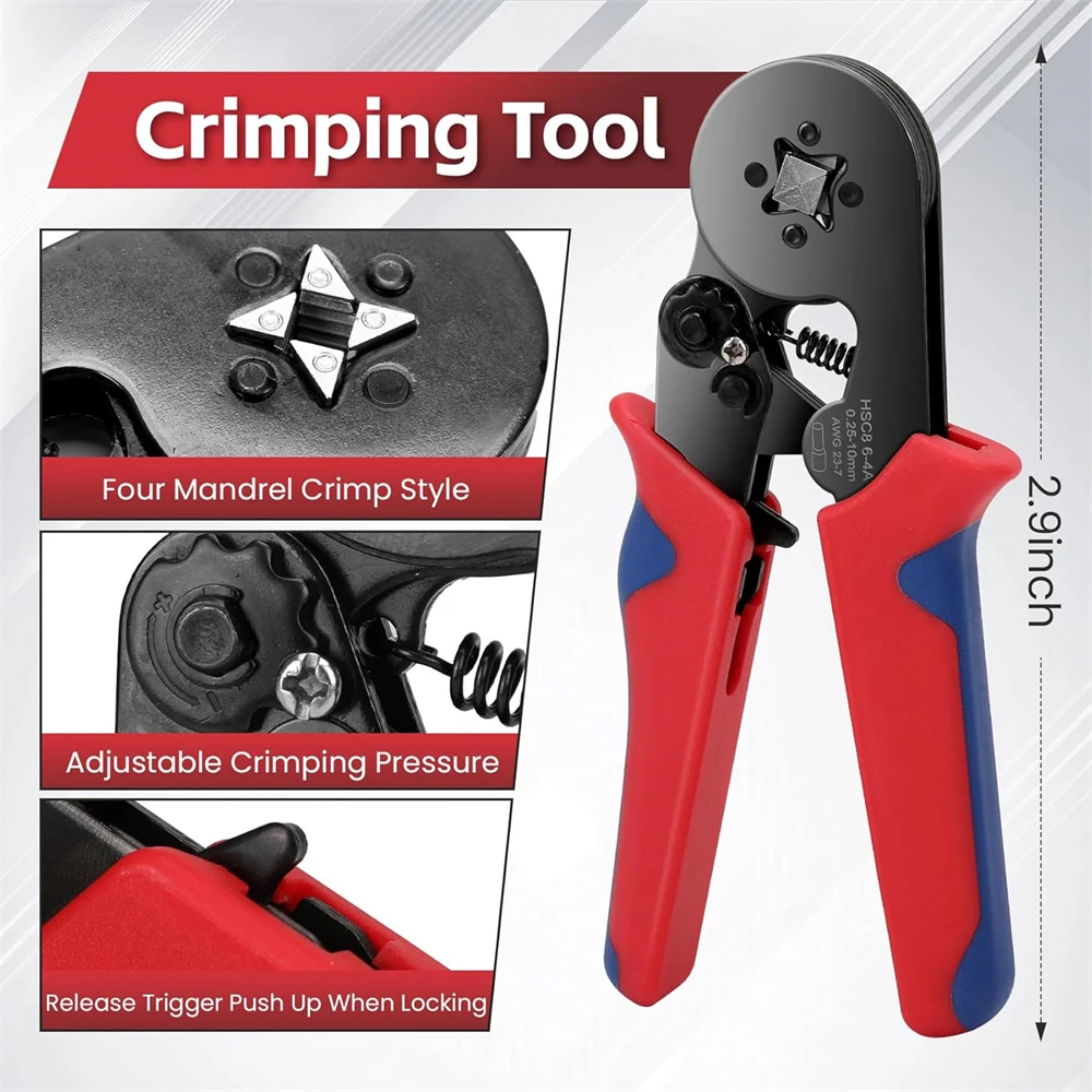 1800PCS 0,25-10mm2 Terminals Set Für Ferrule AWG 23-7 Draht Ende Ferrule Draht Crimp Pin anschlüsse Verdrahtung Ferrule Crimpen Zangen – Detail 4