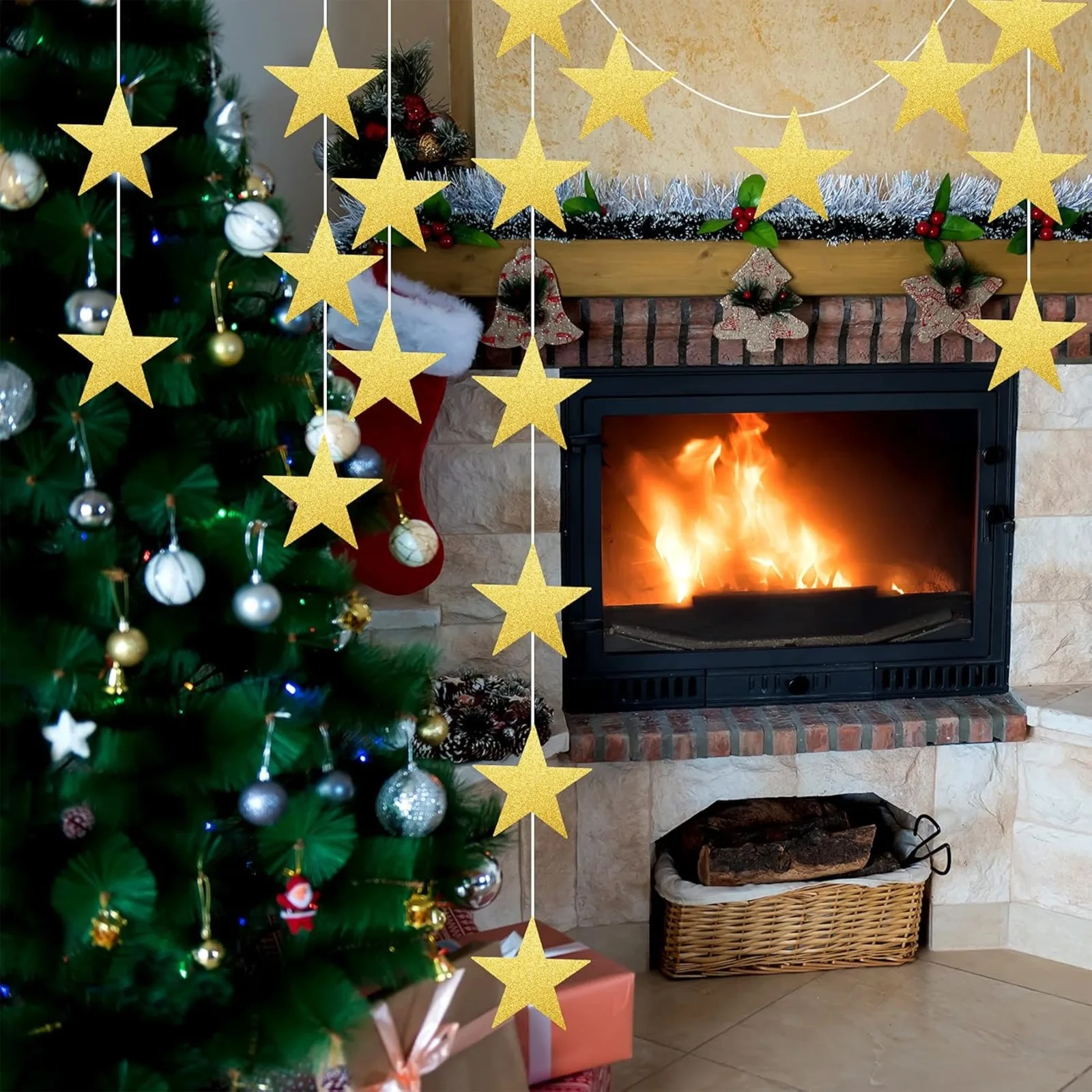 반짝이 별 컷아웃 양면 종이 별 장식 별 색종이 교실 벽 파티 용품