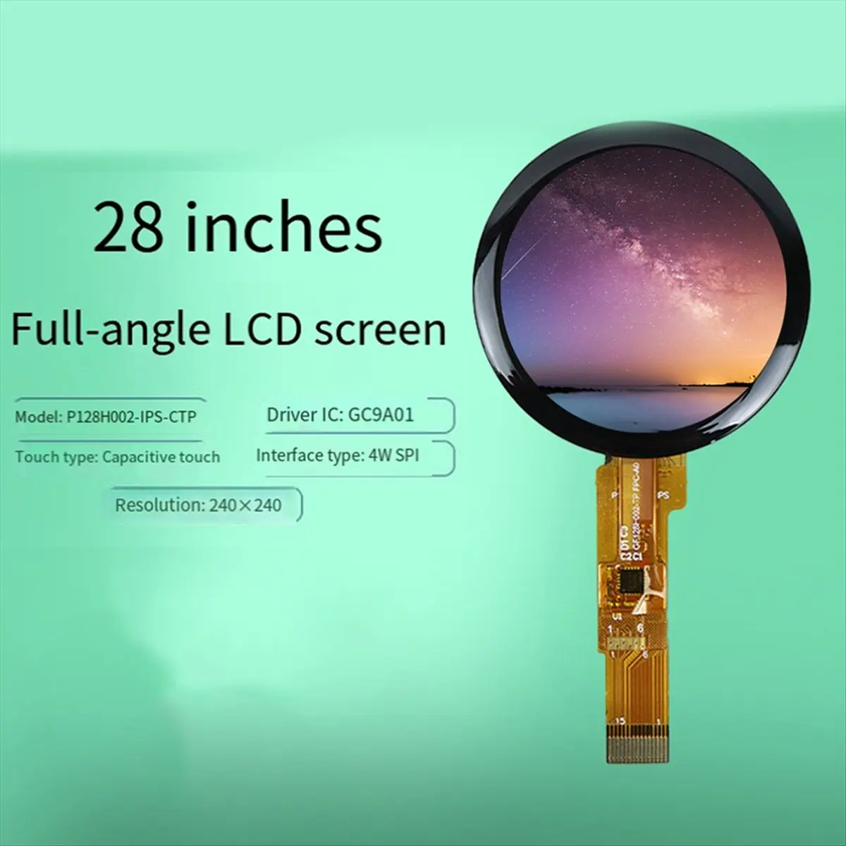 TCE 1.28 Inch Round IPS Capacitive Touch Screen 4W SPI Interface 15Pin GC9A01 Driver CST816T CTP 240x240