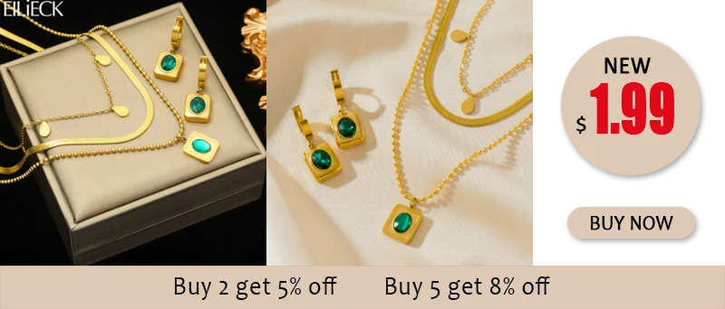 EILIECK 316L Edelstahl Blauer Zirkon Goldfarbene Schlangenkette Halskette Ohrringe für Damen Luxus Designer Hochzeitsschmucksets – Detail 6