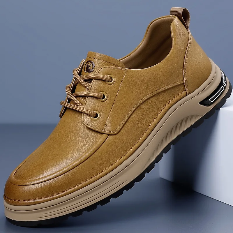 

Осенняя новая мужская обувь, модная британская минималистичная мужская повседневная обувь в стиле ретро, удобная дышащая повседневная мужская кожаная обувь