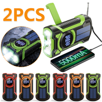 Solar Emergency Weather Radio Bluetooth-Compatible5.3 Hand Crank Phone Charger LED Flashlight SOS Alarm for Camping Hiking Tents