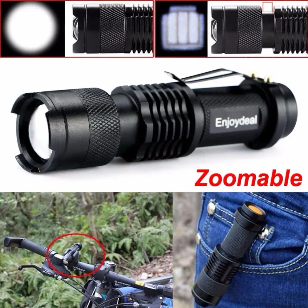 Super Bright Flashlight Mini Penlight 2000Lm LED Flashlight Torch Adjustable Zoom Focus Lantern Black / sliver