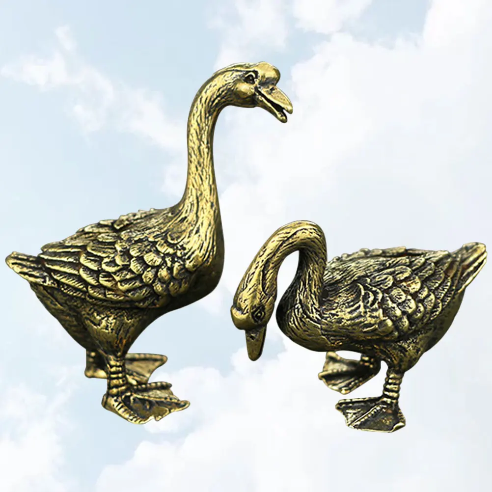 

Brass Tea Pet Copper Swan Statue Hand Carved Figurine Home Decor Fengshui Ornament Pieces