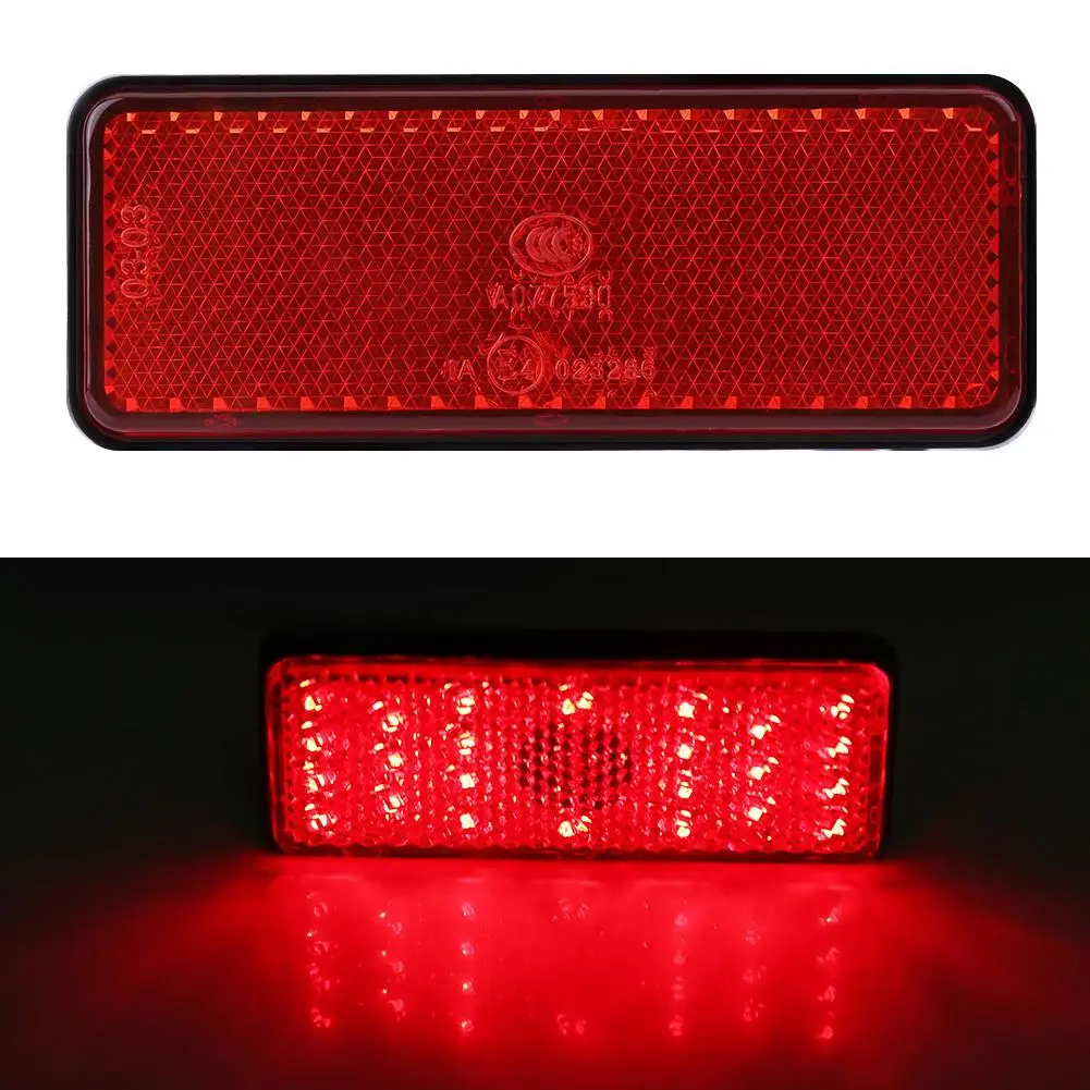 12V 2 Motorcycle Scooter Rectangle Reflector Tail Brake Stop Light