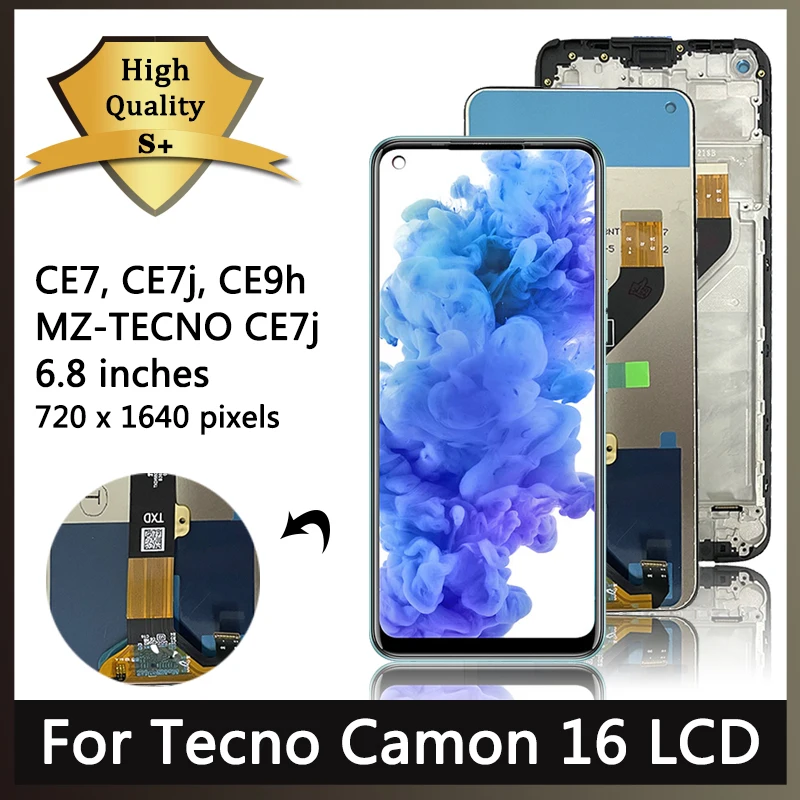 

ЖК-дисплей 6,8 "для Tecno Camon 16 CE7 CE7j CE9h MZ-TECNO, дисплей с сенсорным экраном и дигитайзером для Tecno Camon16, оригинал