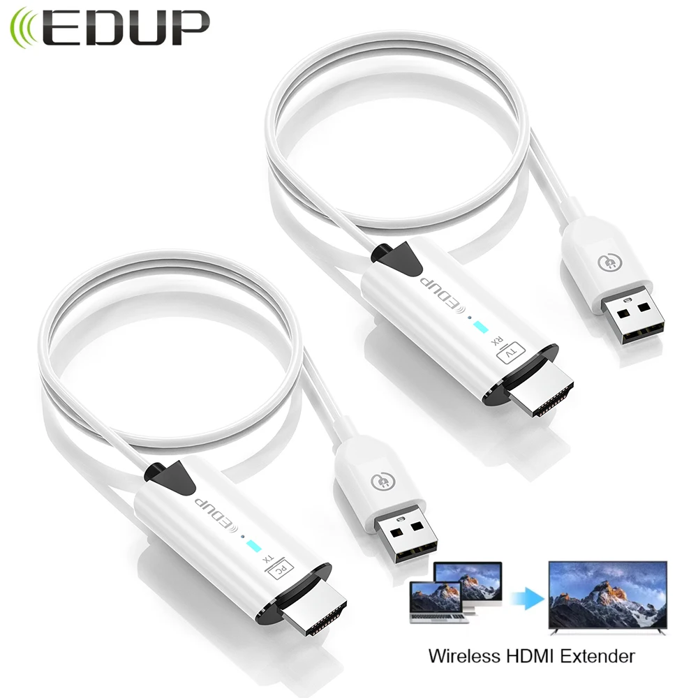 EDUP Wireless HDMI Extender Mini PortableTransmitter Receiver 1080P Screen Extender 30M to TV Projector Screen sharing device