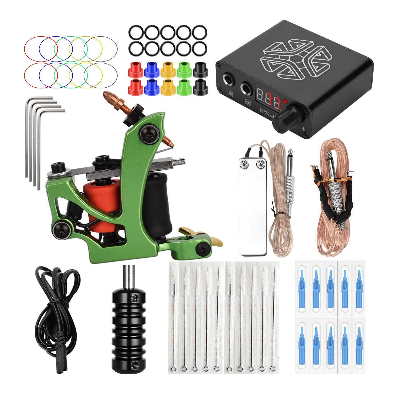 

JimKing Beginner Complete Tattoo Kit Coil Machines Gun Set Power Supply Grips Body Art Tools Set Permanent Makeup Tattoo se