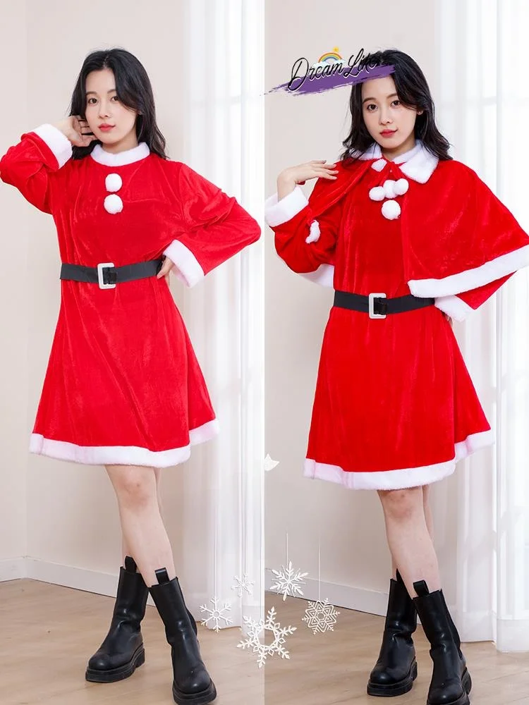 

Christmas Costume Women's Festival Performance Set Santa Claus Stage Performance Party Decoration Accessories Yunnan Opera