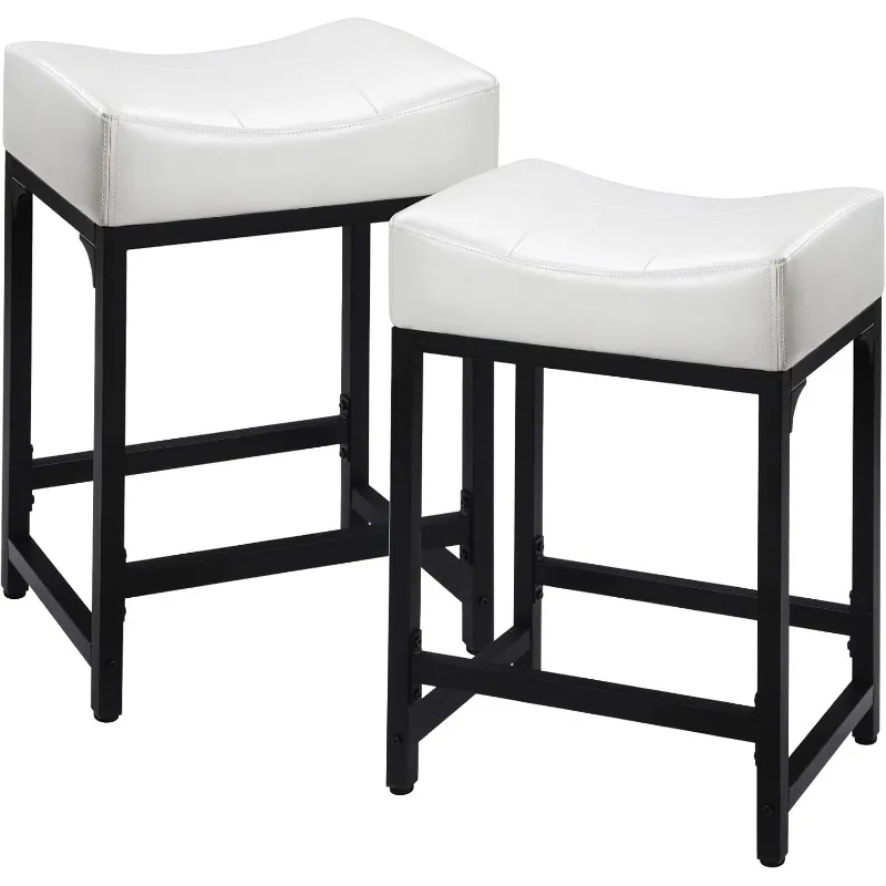 

White Bar Stools for Kitchen Counter with Cushion, Modern Counter Stools Island Chair for Bar, Kitchen, Support 350lbs