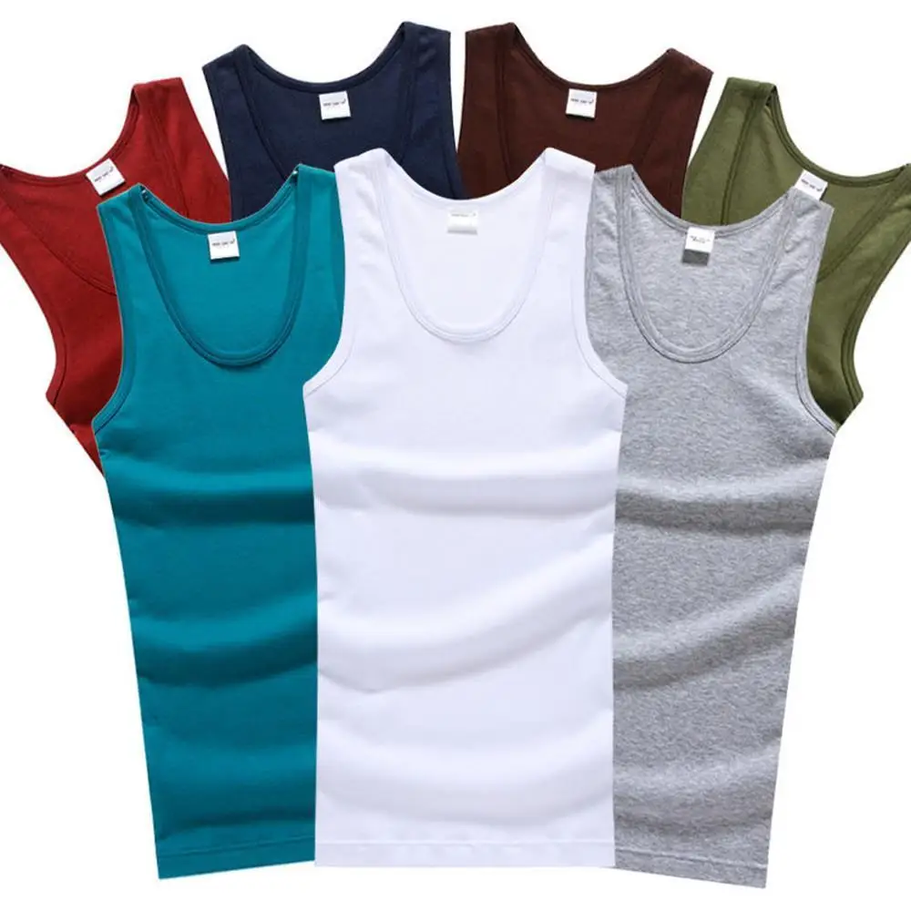 Bestseller Herren Ärmelloses Atmungsaktives Fitness-Unterhemd Elastisches Basic Tank Top Herren Baumwoll-Bodybuilding-T-Shirt Klassische Farbige Kleidung
