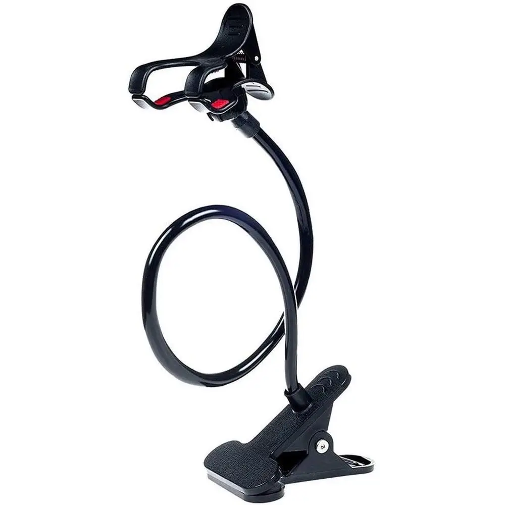 

Flexible Long Arm Gooseneck Clip Clamp Stand for Cell Phones - Black